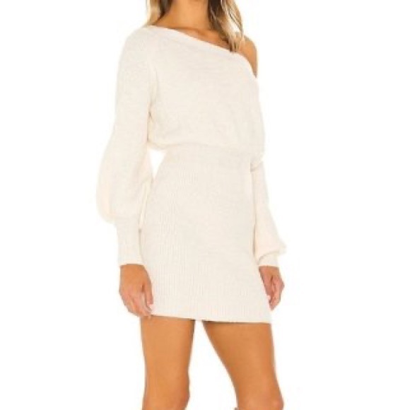 Dot rebecca off the shoulder dress in cream size L. - Picture 3 of 5